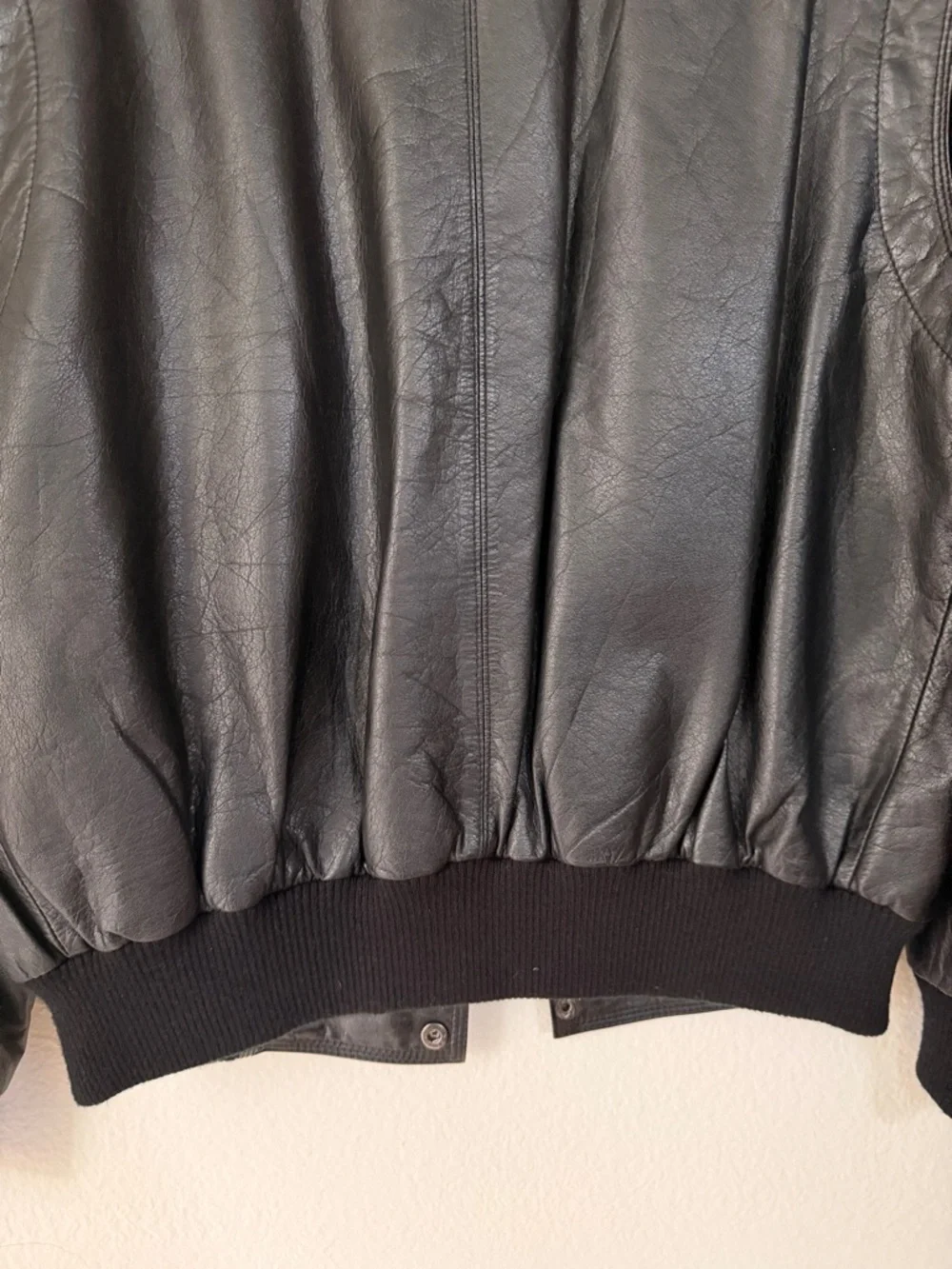 Members Only Black Leather Flight-Style Bomber Jacket‎ Classic Retro Biker M 42
